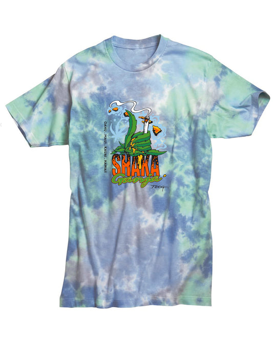 2 Tokes Shaka Ganja tee (turquoise tie-dye)